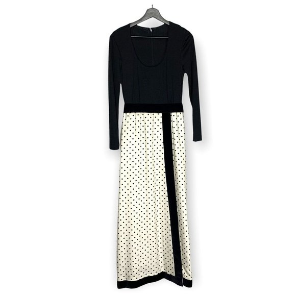 Vintage 60s Polka Dot Long Sleeve Hostess Dress Medium - Picture 1 of 10
